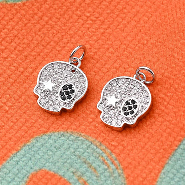 1 Pc/Package 15x12mm Hole 3~3.9mm Copper Zircon 18K Gold Plated Rose Gold Plated White Gold Plated Halloween Pattern Star Skull Polished Pendant