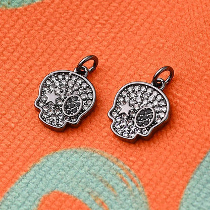 1 Pc/Package 15x12mm Hole 3~3.9mm Copper Zircon 18K Gold Plated Rose Gold Plated White Gold Plated Halloween Pattern Star Skull Polished Pendant