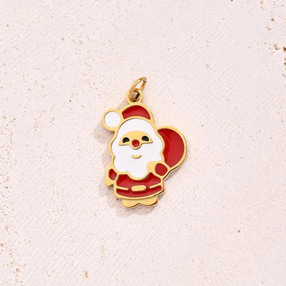 1 Pc/Package 15x18mm 17x10.5mm 17x13mm Hole 2~2.9mm 304 Stainless Steel Rhinestones Glass 18K Gold Plated Christmas Hat Santa Claus Christmas Socks Polished Pendant