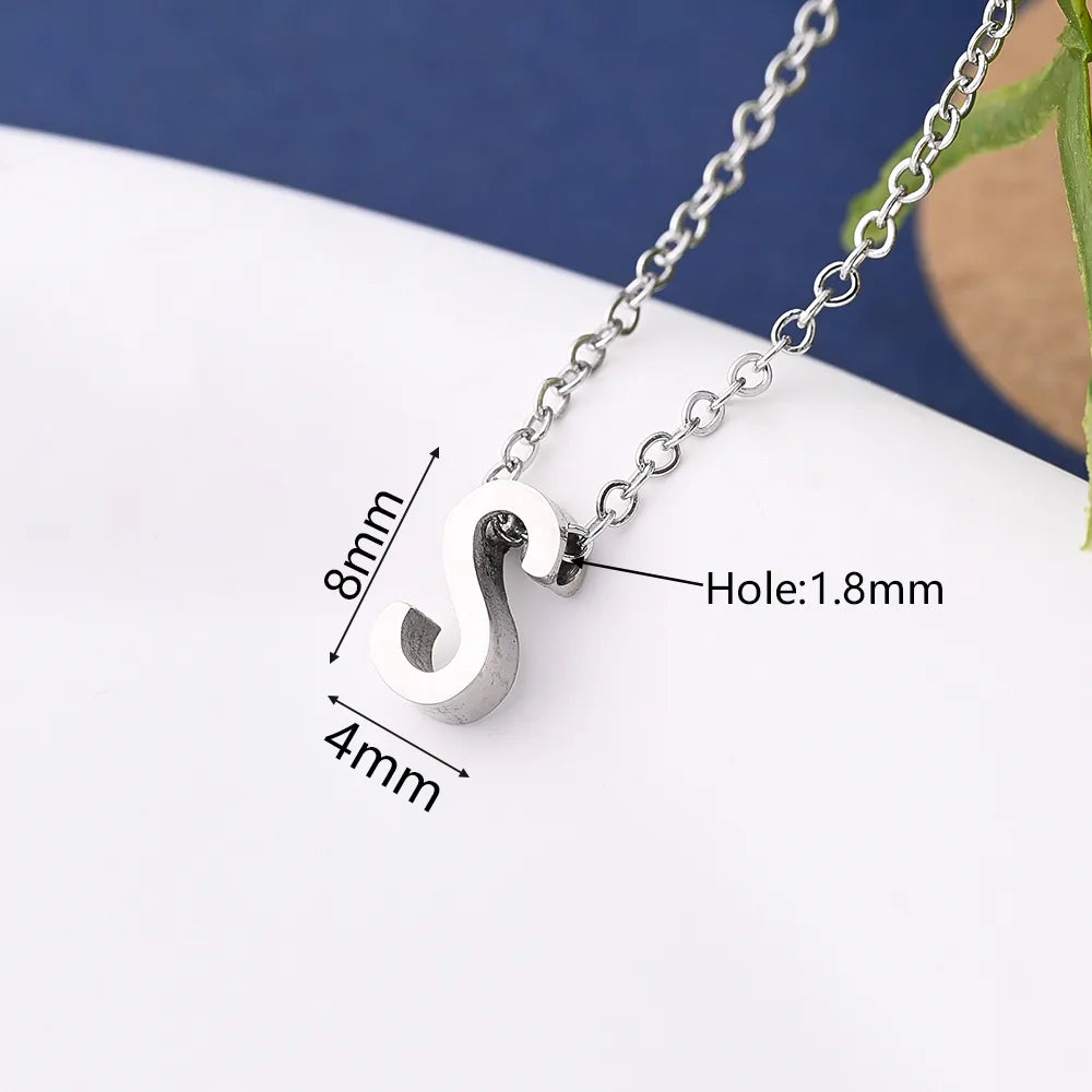 1 Pc/Package 8x4mm 8x5.5mm 8x5mm Hole 1~1.9mm 304 Stainless Steel Letter Polished Beads