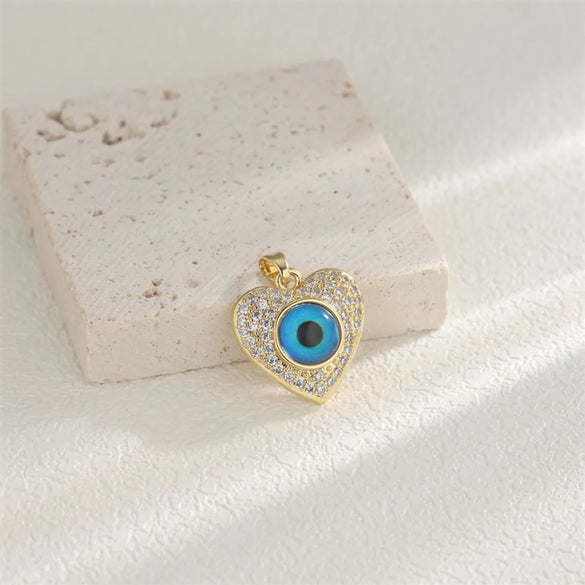 1 PCS/Package Hole 10mm+ Copper Zircon 18K Gold Plated Eye Flower Pendant