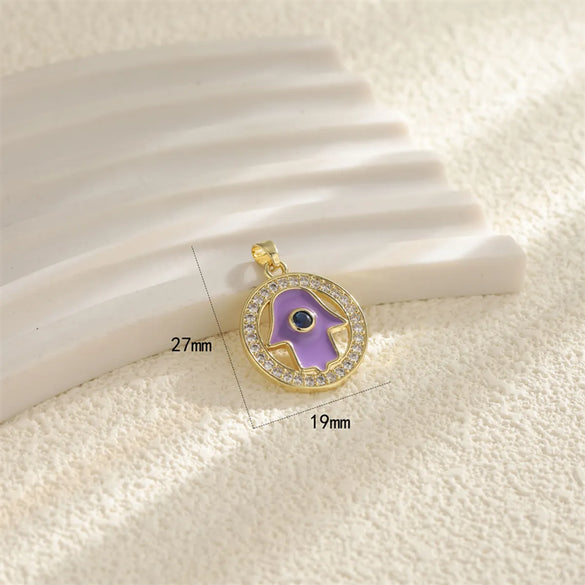 1 PCS/Package Hole 10mm+ Copper Zircon 18K Gold Plated Eye Flower Pendant