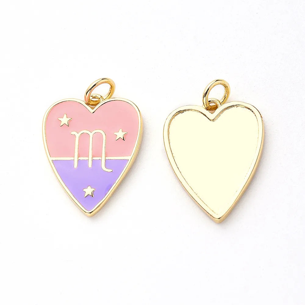 1 PCS/Package Hole 3~3.9mm Copper Gold Plated Constellation Heart Shape Polished Pendant