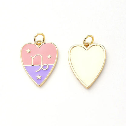 1 PCS/Package Hole 3~3.9mm Copper Gold Plated Constellation Heart Shape Polished Pendant