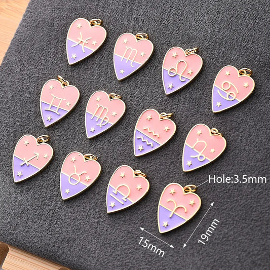 1 PCS/Package Hole 3~3.9mm Copper Gold Plated Constellation Heart Shape Polished Pendant