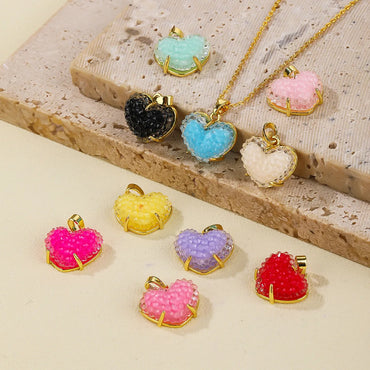 1 PCS/Package Synthetic Resin Copper 18K Gold Plated Heart Shape Pendant