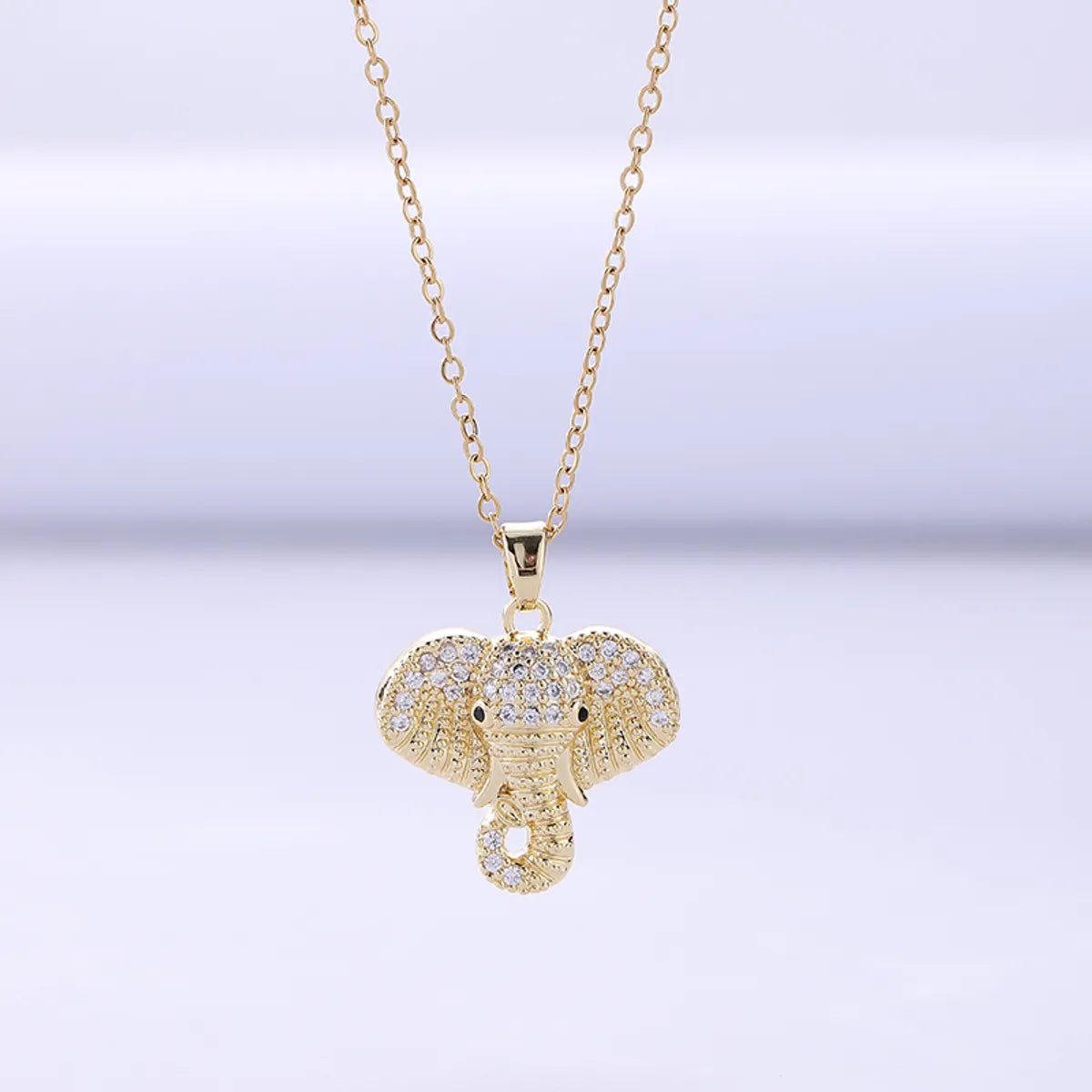 1 Personalized Hip Hop Style Real Gold Plated Diamond Elephant Pendant Necklace Wild Animal Necklace Clavicle Chain Ladies Party Gift