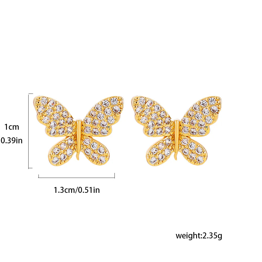 1 Piece 1 Pair Basic Modern Style Classic Style Butterfly Inlay Copper Zircon Ear Cuffs Ear Studs