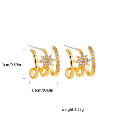 1 Piece 1 Pair Basic Modern Style Classic Style Butterfly Inlay Copper Zircon Ear Cuffs Ear Studs