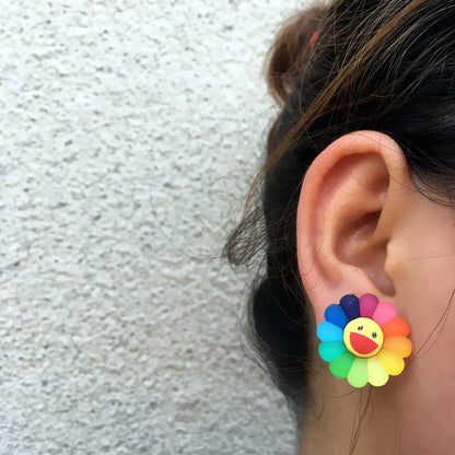 1 Piece 1 Pair Cartoon Style Flower Resin Women's Ear Clips Ear Studs Ear Hook