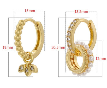 1 Piece 1 Pair Elegant Shamrock Round Plating Inlay Copper Artificial Pearls Zircon 18k Gold Plated Dangling Earrings