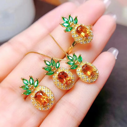 1 Piece 1 Pair Fashion Fruit Copper Plating Zircon Women's Rings Earrings Necklace