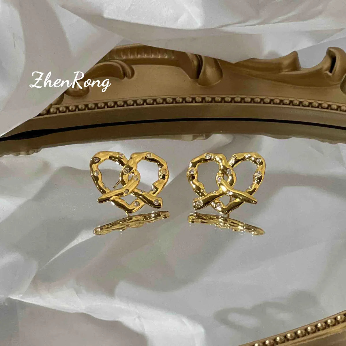 1 Piece 1 Pair Retro Heart Shape Copper Plating Women's Earrings Necklace