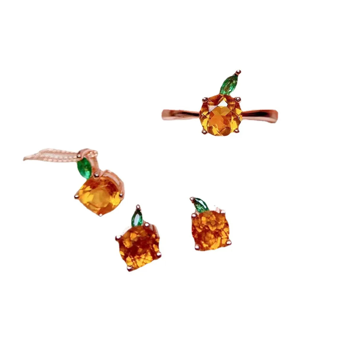 1 Piece 1 Pair Simple Style Fruit Copper Plating Women's Rings Earrings Necklace