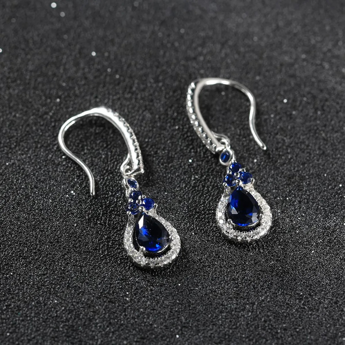 1 Piece 1 Pair Simple Style Shiny Water Droplets Polishing Plating Inlay Sterling Silver Zircon Drop Earrings