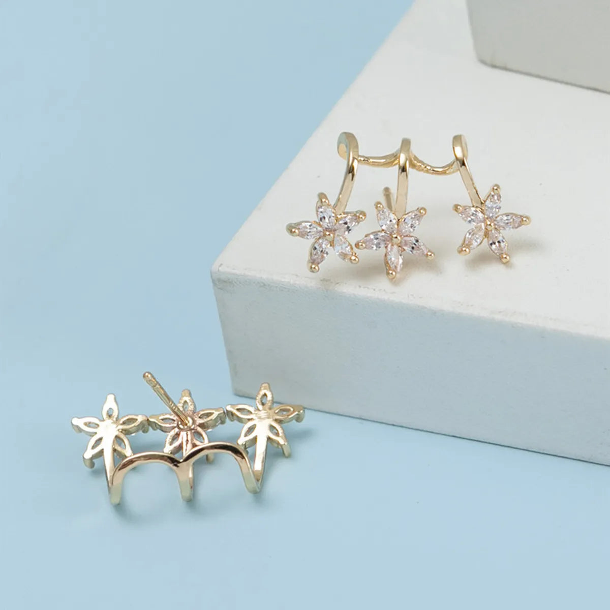 1 Piece 1 Pair Simple Style Star Plating Inlay Metal Zircon Ear Studs