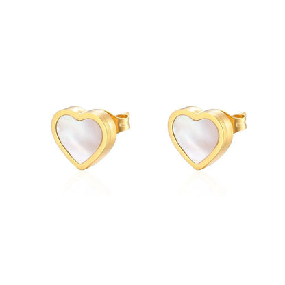 1 Piece 1 Pair Sweet Heart Shape Plating 304 Stainless Steel Ear Studs