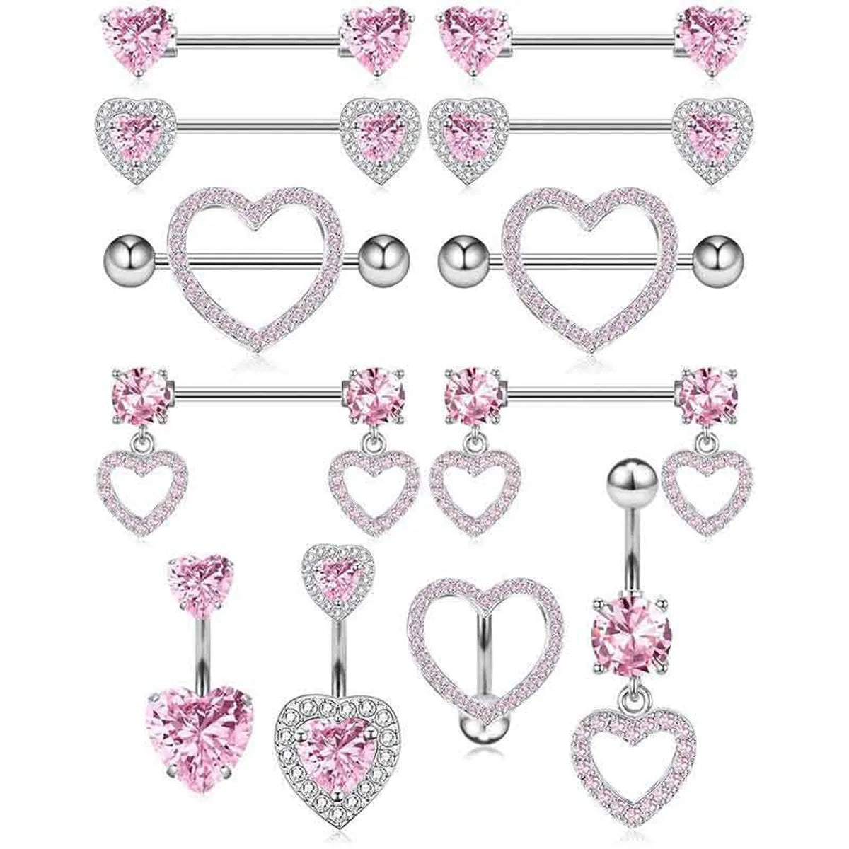 1 Piece 1 Set 1 Pair Belly Rings Simple Style Solid Color 304 Stainless Steel Inlay Rhinestones Belly Rings