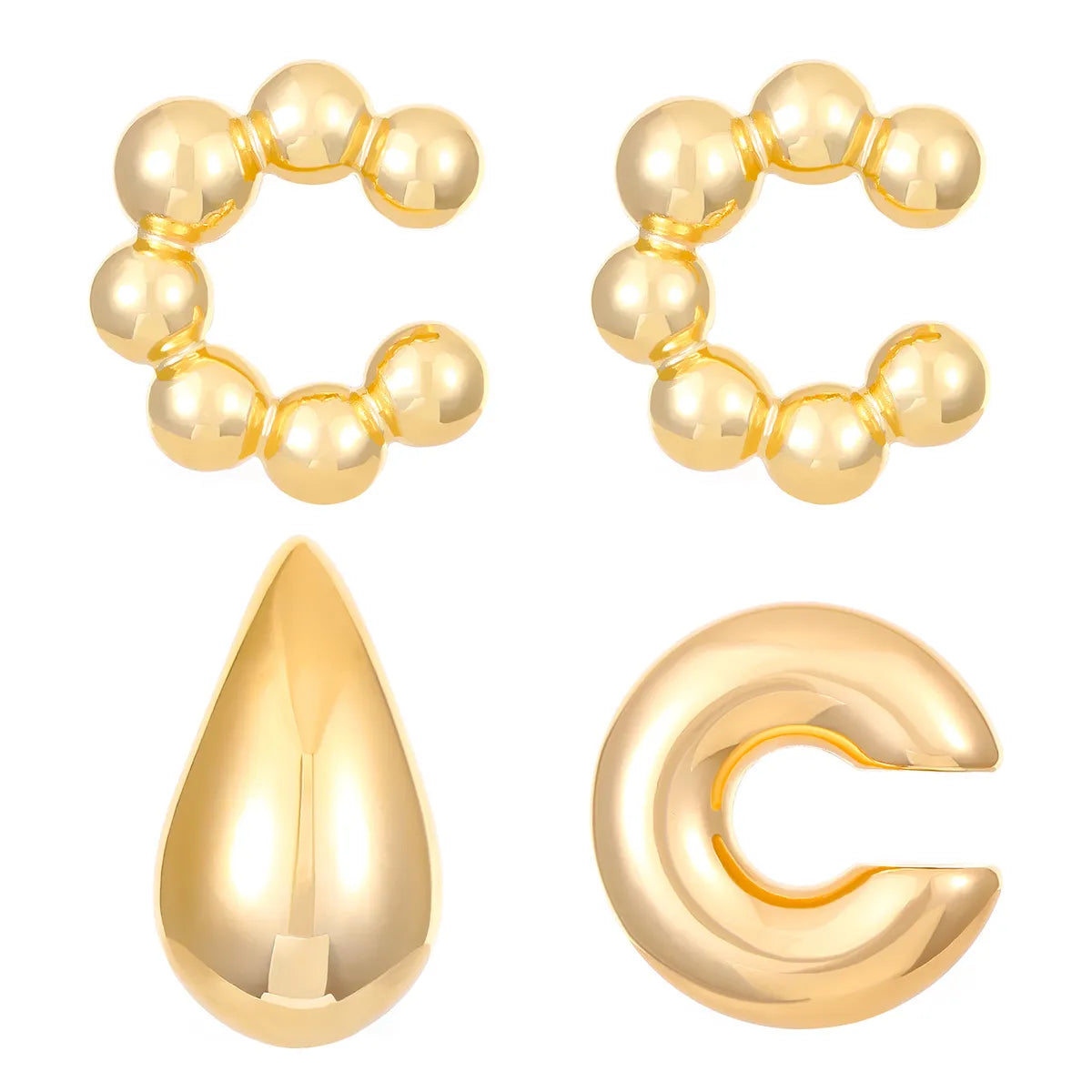 1 Piece 1 Set 1 Pair Classic Style C Shape Geometric Water Droplets Plating CCB Drop Earrings Ear Cuffs Ear Studs