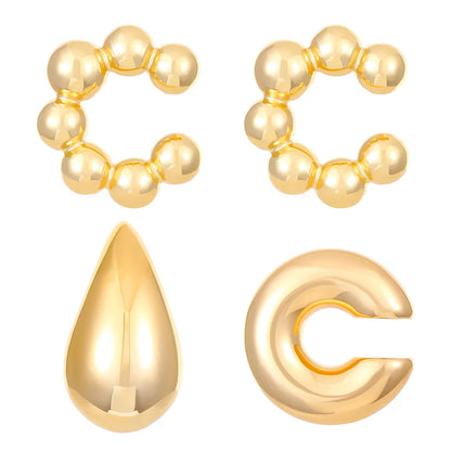 1 Piece 1 Set 1 Pair Classic Style C Shape Geometric Water Droplets Plating CCB Drop Earrings Ear Cuffs Ear Studs