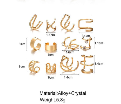 1 Piece 1 Set Basic Modern Style Classic Style C Shape U Shape Plating Inlay Alloy Artificial Crystal Ear Cuffs