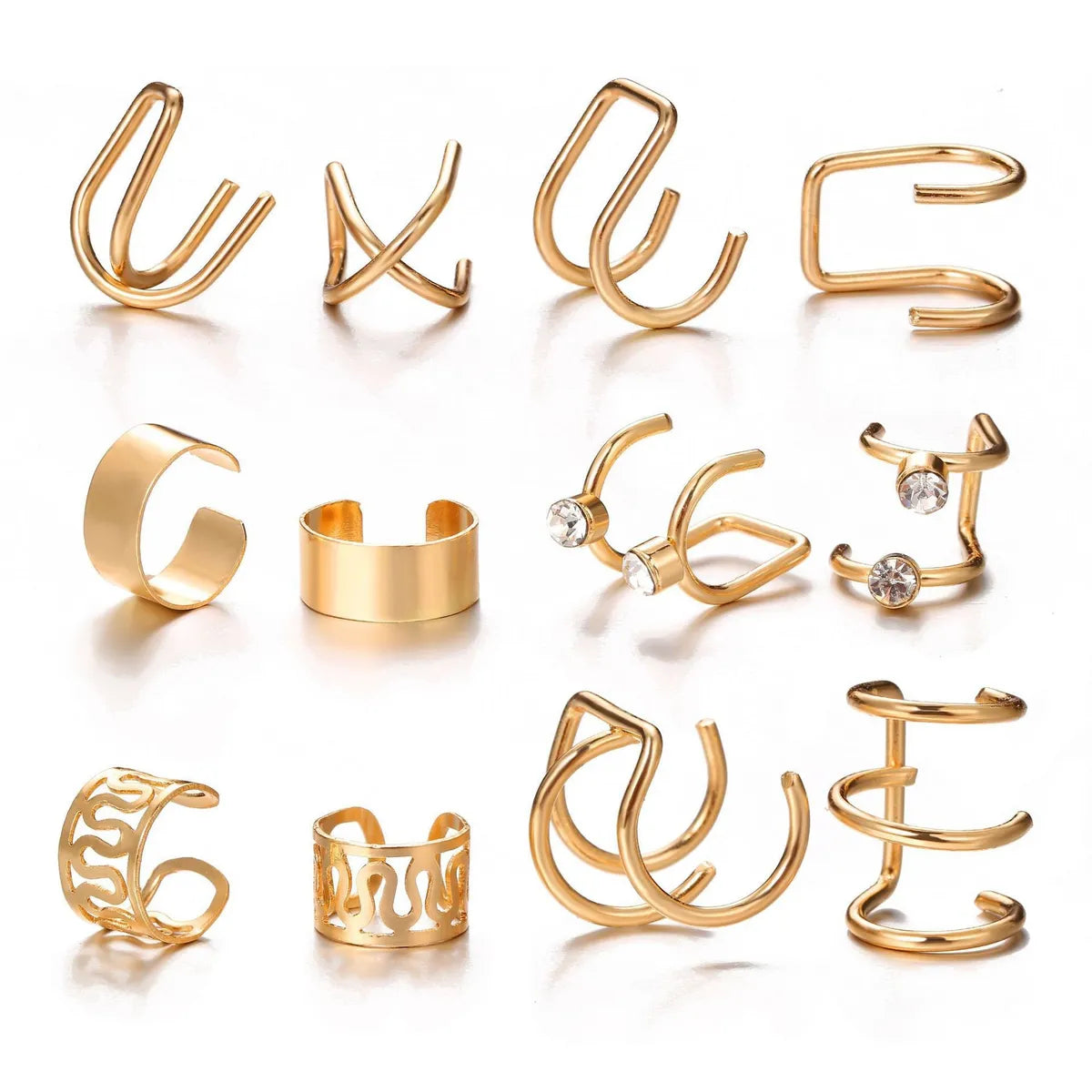 1 Piece 1 Set Basic Modern Style Classic Style C Shape U Shape Plating Inlay Alloy Artificial Crystal Ear Cuffs