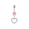 1 Piece 1 Set Belly Rings Hip-Hop Shiny Heart Shape 316 Stainless Steel  Copper Hollow Out Inlay Zircon Belly Rings