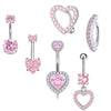 1 Piece 1 Set Belly Rings Hip-Hop Shiny Heart Shape 316 Stainless Steel  Copper Hollow Out Inlay Zircon Belly Rings