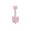 1 Piece 1 Set Belly Rings Hip-Hop Shiny Heart Shape 316 Stainless Steel  Copper Hollow Out Inlay Zircon Belly Rings