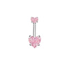 1 Piece 1 Set Belly Rings Hip-Hop Shiny Heart Shape 316 Stainless Steel  Copper Inlay Zircon Belly Rings