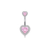 1 Piece 1 Set Belly Rings Hip-Hop Shiny Heart Shape 316 Stainless Steel  Copper Inlay Zircon Belly Rings