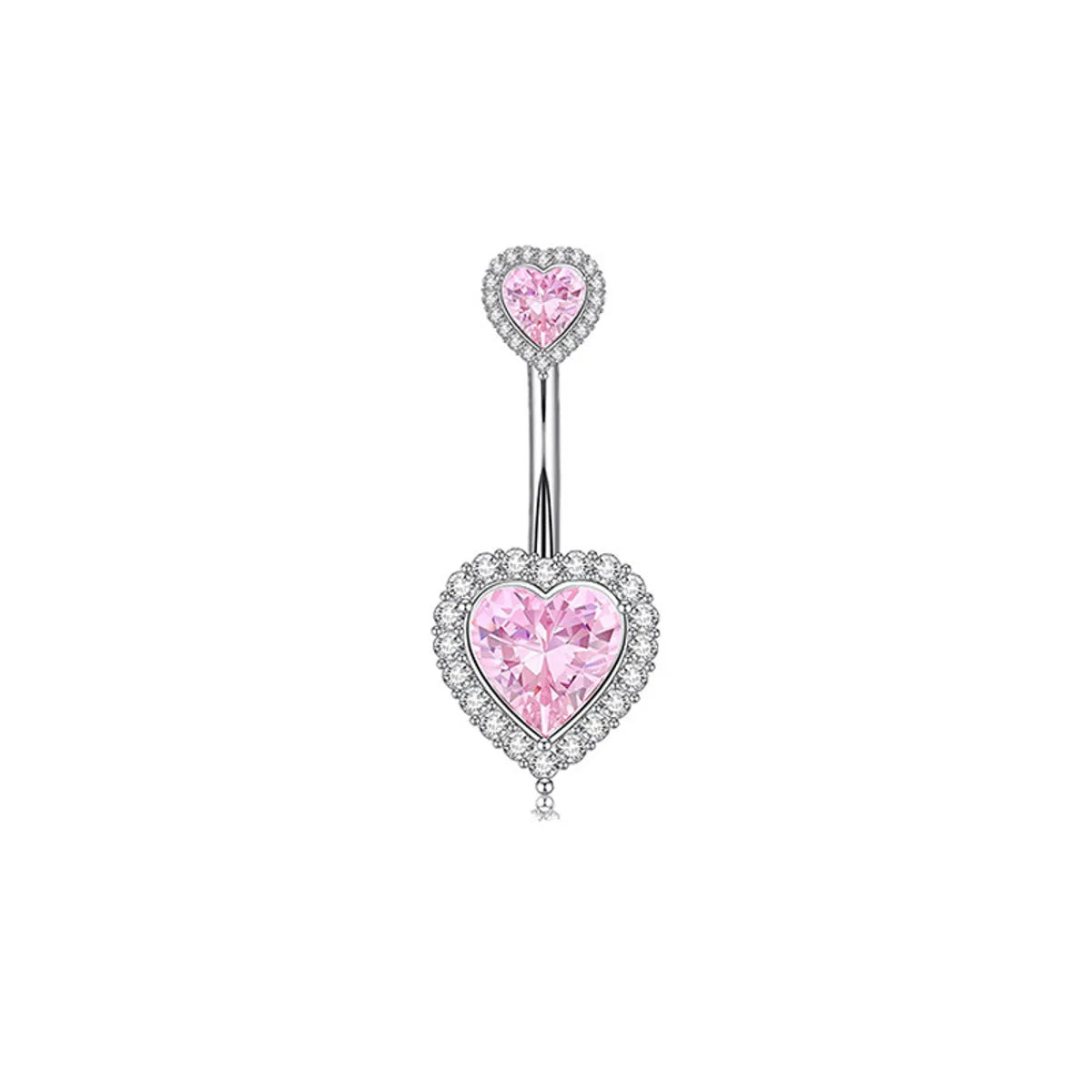 1 Piece 1 Set Belly Rings Hip-Hop Shiny Heart Shape 316 Stainless Steel  Copper Inlay Zircon Belly Rings