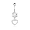 1 Piece 1 Set Belly Rings Simple Style Heart Shape 316 Stainless Steel  Inlay Zircon