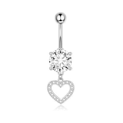 1 Piece 1 Set Belly Rings Simple Style Heart Shape 316 Stainless Steel  Inlay Zircon