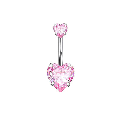 1 Piece 1 Set Belly Rings Simple Style Heart Shape 316 Stainless Steel  Inlay Zircon