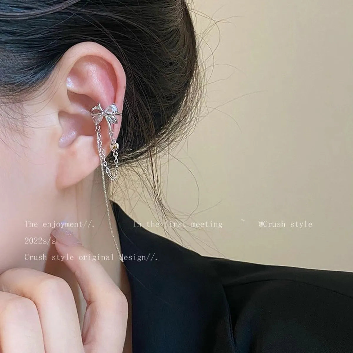 1 Piece 1 Set IG Style Simple Style Star Heart Shape Solid Color Hollow Out Inlay Alloy Rhinestones Ear Cuffs