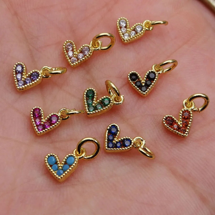 1 Piece 10*10mm 6*6mm Copper Zircon Heart Shape Pendant