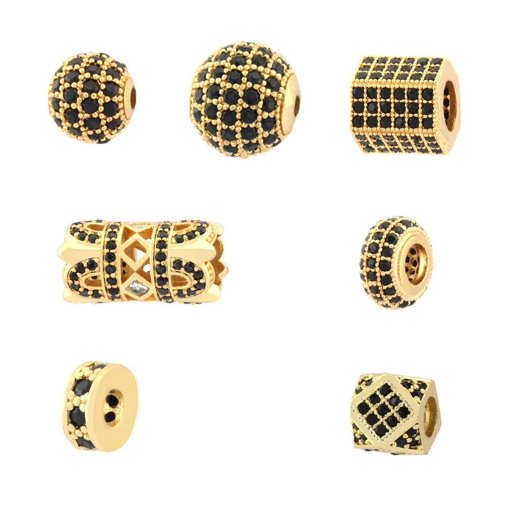 1 Piece 10*10mm 8 * 15mm 8 * 8mm Hole 3~3.9mm Copper Zircon 18K Gold Plated Geometric Beads