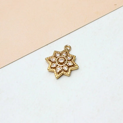 1 Piece 10*11mm 14*16MM Copper Zircon Hexagram Snowflake Pendant