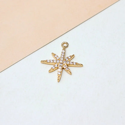 1 Piece 10*11mm 14*16MM Copper Zircon Hexagram Snowflake Pendant