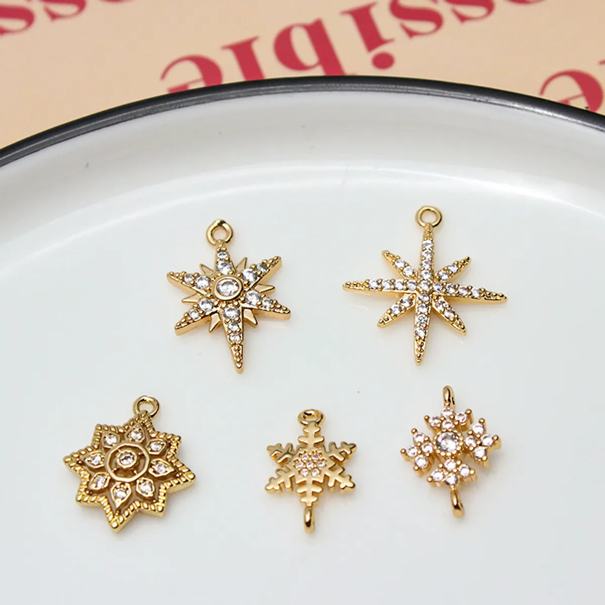 1 Piece 10*11mm 14*16MM Copper Zircon Hexagram Snowflake Pendant