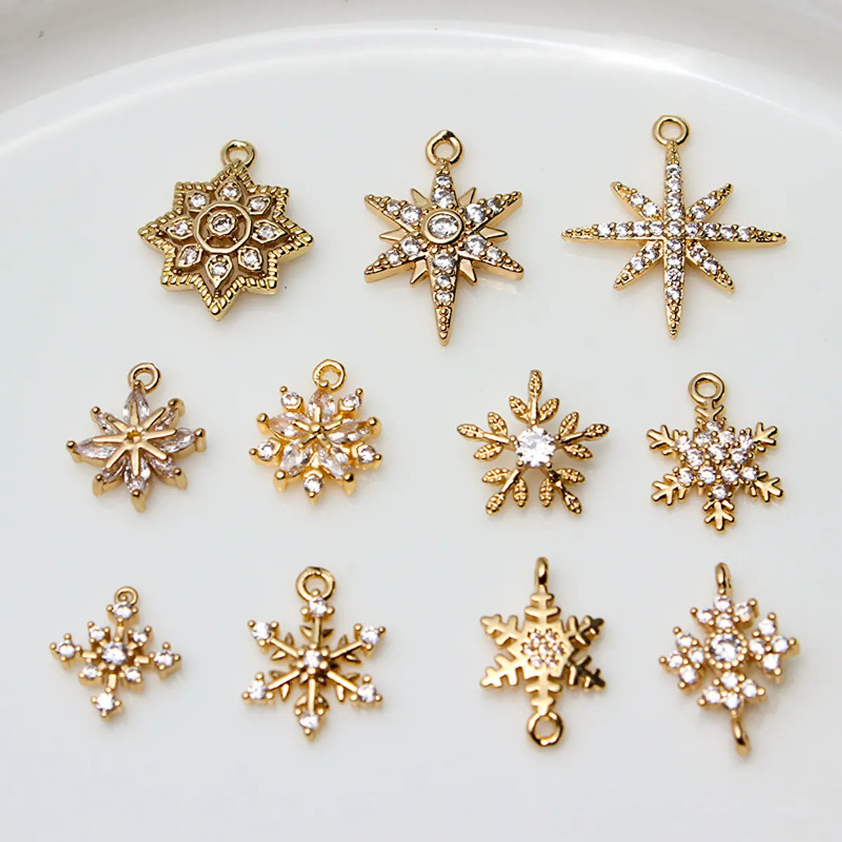 1 Piece 10*11mm 14*16MM Copper Zircon Hexagram Snowflake Pendant