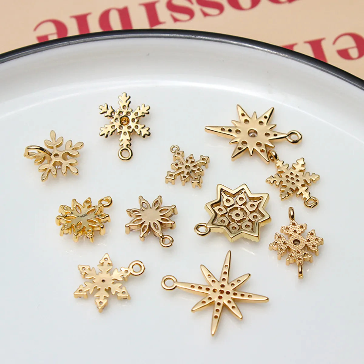 1 Piece 10*11mm 14*16MM Copper Zircon Hexagram Snowflake Pendant