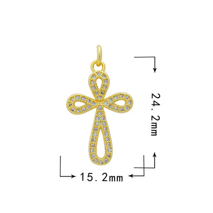 1 Piece 10*12.5mm 13*16mm Copper Zircon Cross Doll Snowflake Pendant