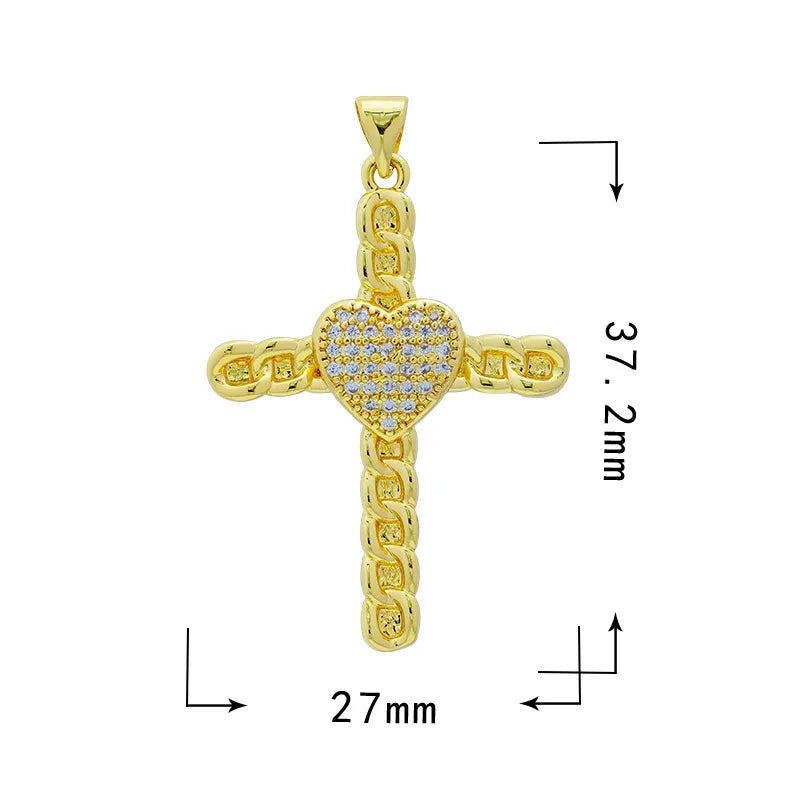 1 Piece 10*12.5mm 13*16mm Copper Zircon Cross Doll Snowflake Pendant