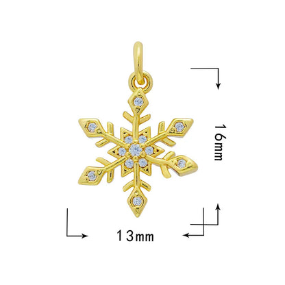 1 Piece 10*12.5mm 13*16mm Copper Zircon Cross Doll Snowflake Pendant