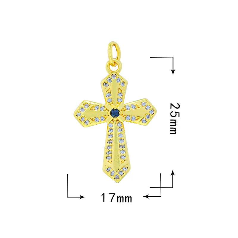 1 Piece 10*12.5mm 13*16mm Copper Zircon Cross Doll Snowflake Pendant