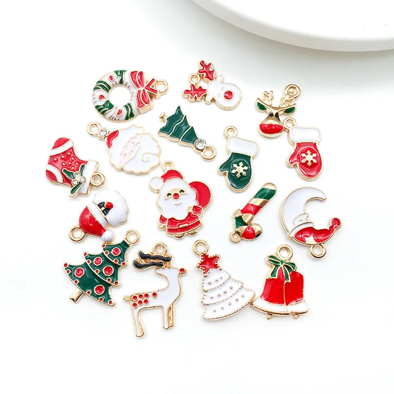 1 Piece 10*19mm 11*20mm 17 * 22mm Alloy Rhinestones Christmas Tree Santa Claus Elk Pendant