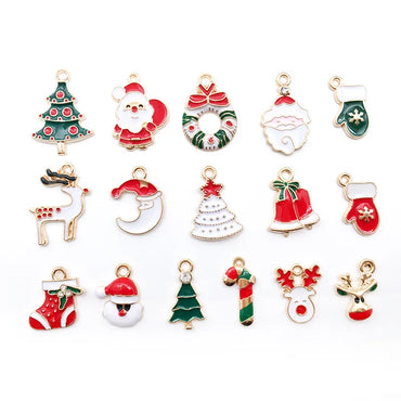 1 Piece 10*19mm 11*20mm 17 * 22mm Alloy Rhinestones Christmas Tree Santa Claus Elk Pendant