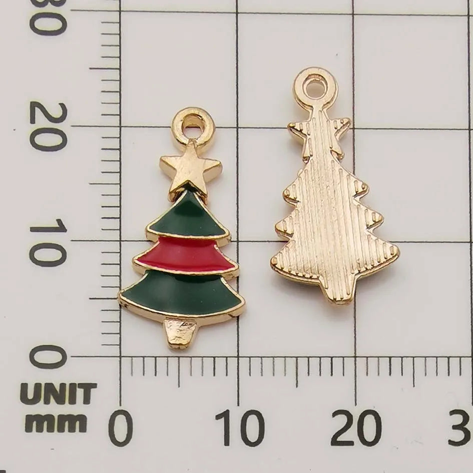 1 Piece 10*19mm 11*20mm 17 * 22mm Alloy Rhinestones Christmas Tree Santa Claus Elk Pendant